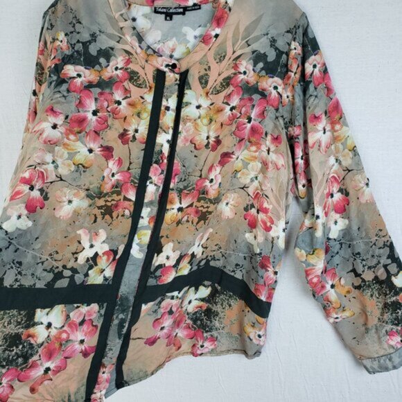 Tolani Collection 'ADELE' Blouse Top Floral Print Roll-Tab Sleeve Modal size XL - Picture 5 of 14